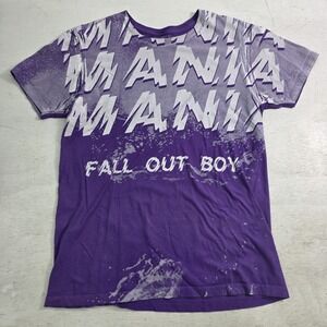 Fall Out Boy "Mania" AOP Logo Graphic Band Tour Purple Shirt Tee Men's Sz L